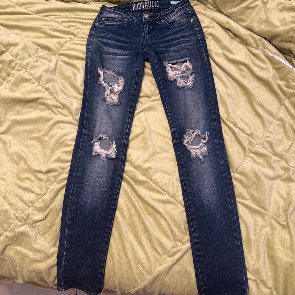 Distressed Blue Jeans
